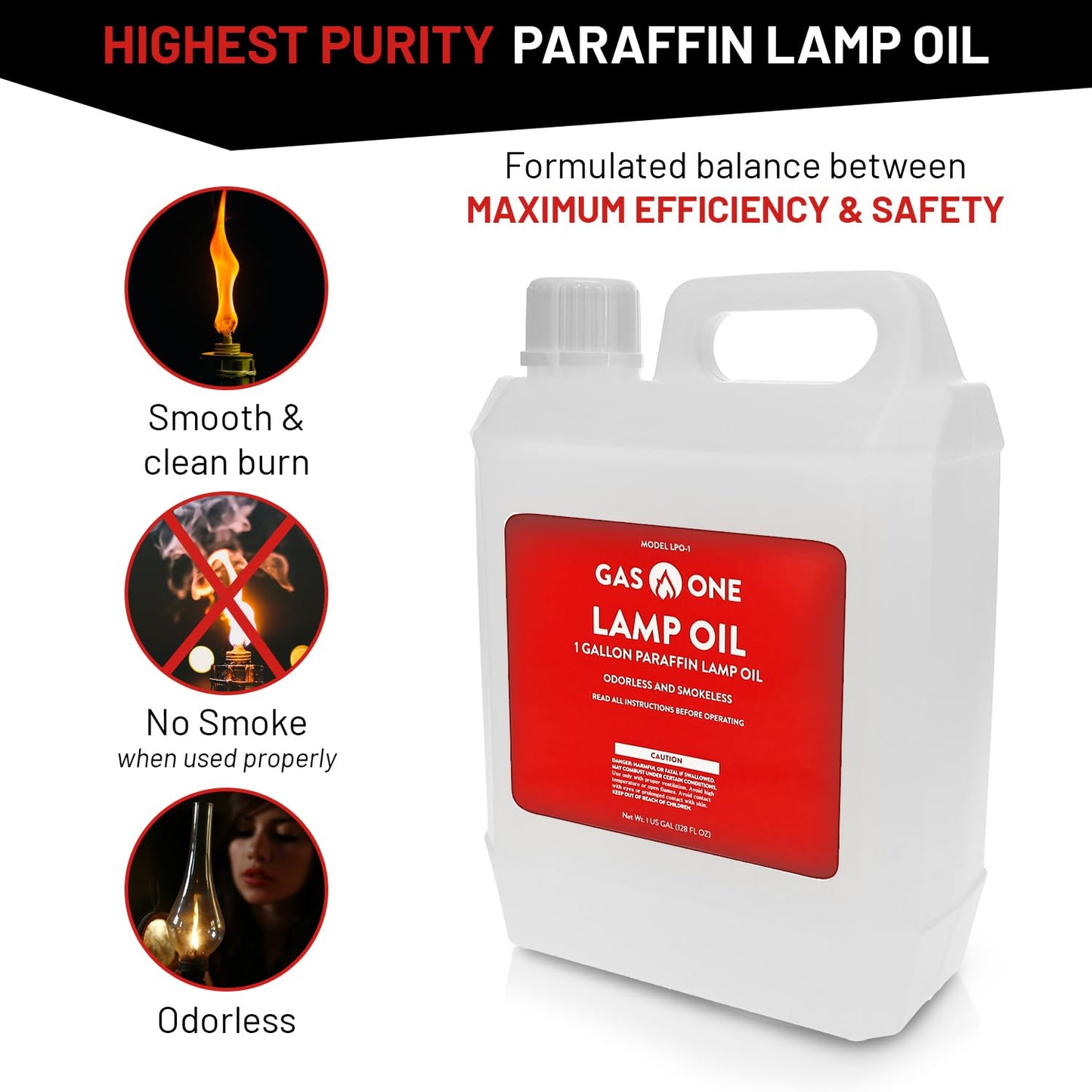 GasOne Liquid Paraffin Lamp Oil – 1 Gallon (128oz)