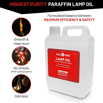 GasOne Liquid Paraffin Lamp Oil – 1 Gallon (128oz)