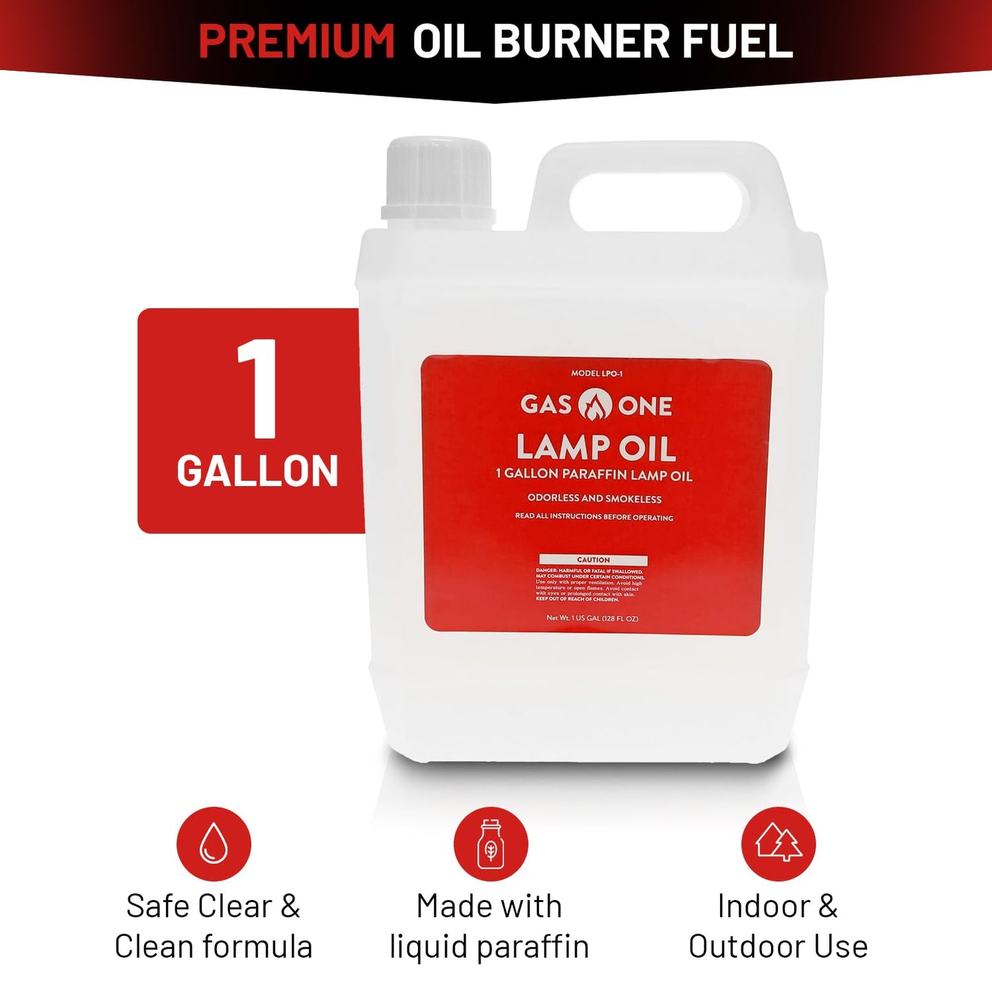 GasOne Liquid Paraffin Lamp Oil – 1 Gallon (128oz)