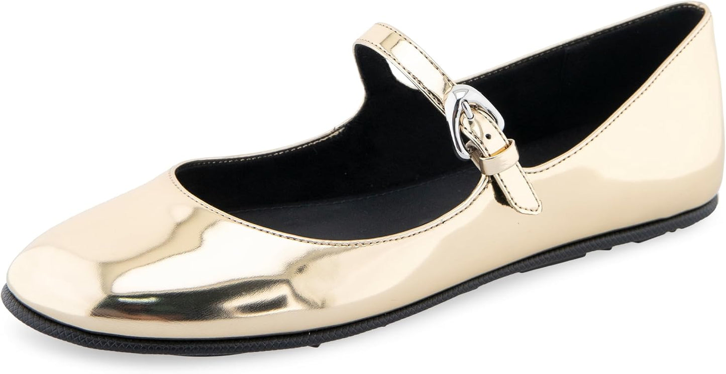 Women's 5.5 Aerosoles Perry Mary Jane Flat Gold