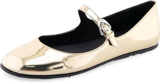 Women's 5.5 Aerosoles Perry Mary Jane Flat Gold