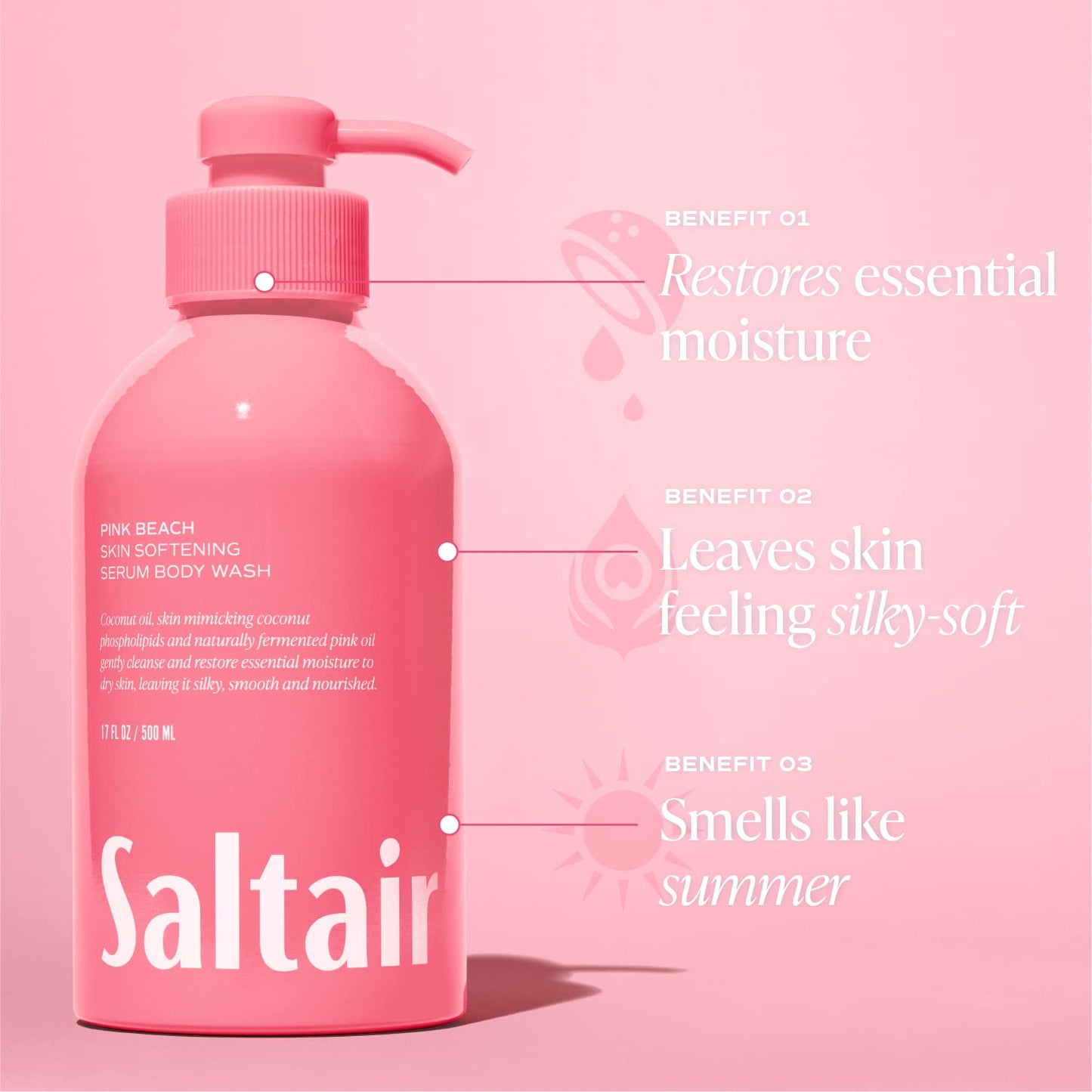 Saltair Pink Beach Body Wash 17 oz