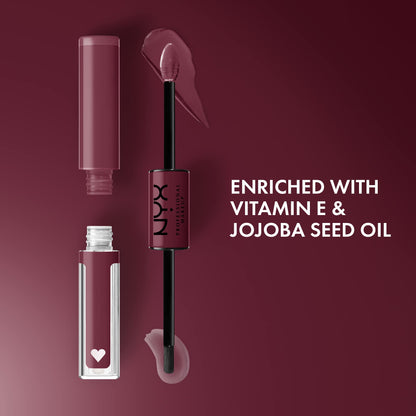 NYX PROFESSIONAL MAKEUP Shine Loud, Long-Lasting Liquid Lipstick with Clear Lip Gloss - Never Basic (Warm Burgundy)