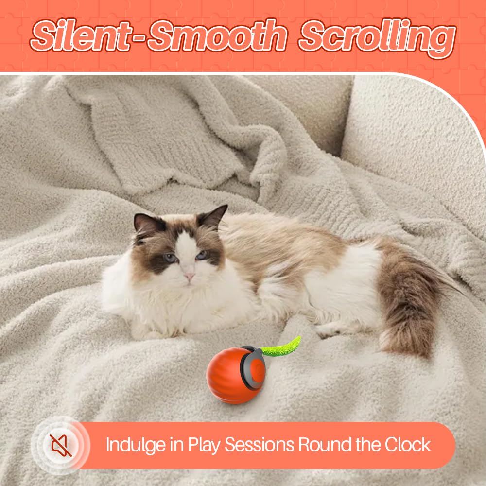 Speedy Self-Rolling Cat Toy, Orange