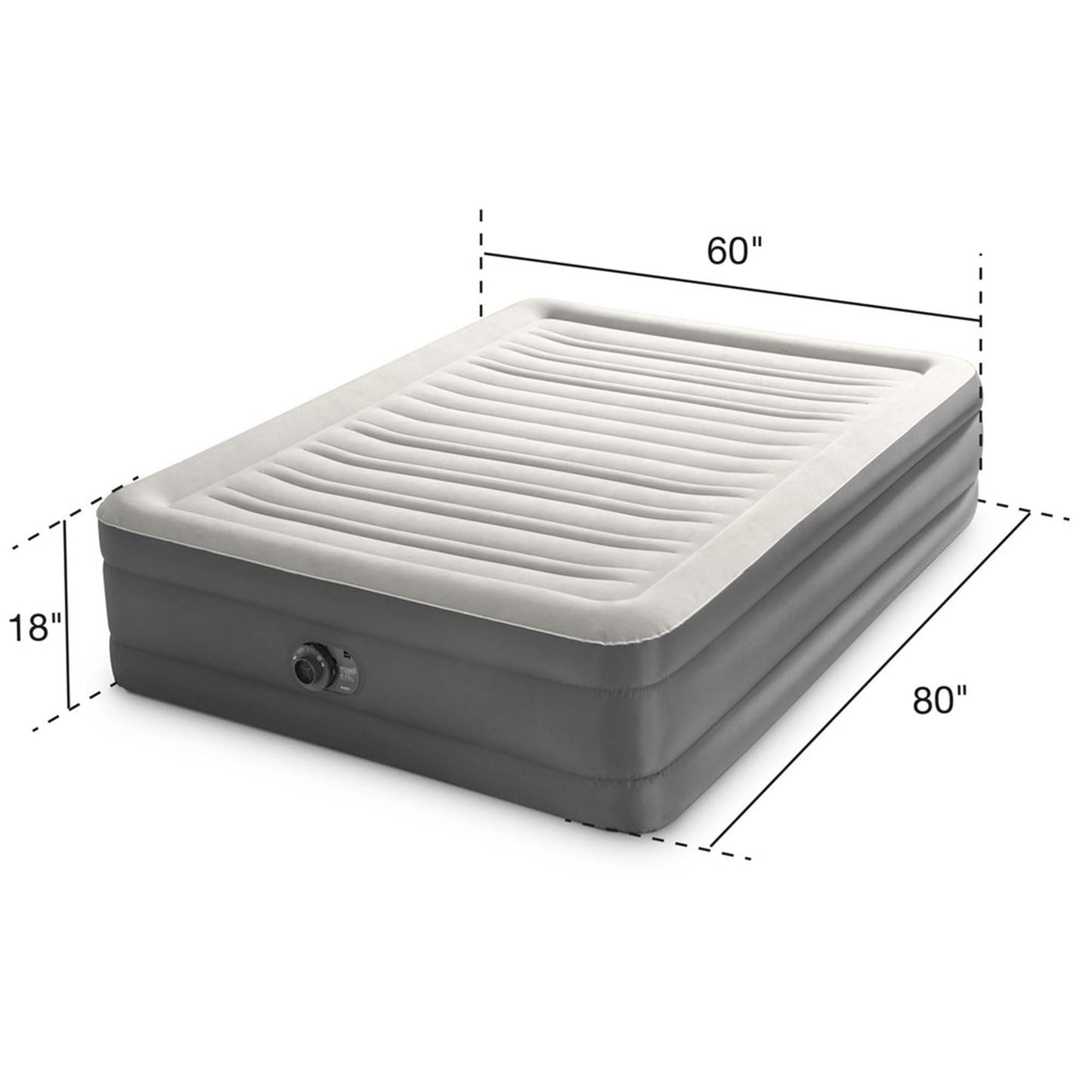 Intex 64095T TruAire Luxury Queen Sized Air Mattress 18 Inch Tall Airbed with Built-in Air Pump *Open Box*