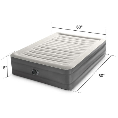 Intex 64095T TruAire Luxury Queen Sized Air Mattress 18 Inch Tall Airbed with Built-in Air Pump *Open Box*