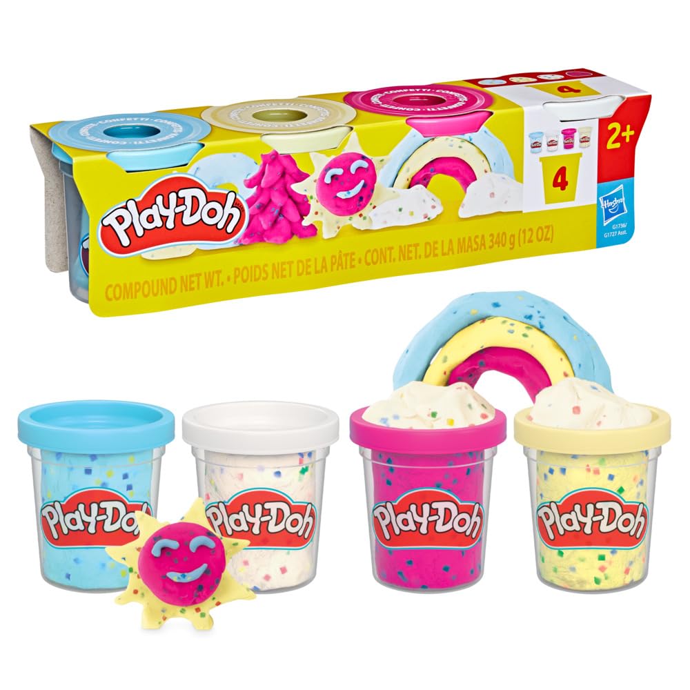Play-Doh 4 Pack Confetti Putty - Colourful Clay Set for Creative Play and Crafts