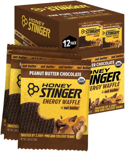 Honey Stinger Organic Peanut Butter Chocolate Waffles - Waffle Sandwich with Honey & Whole Grain Wafers (BB Sept. 26 2026)