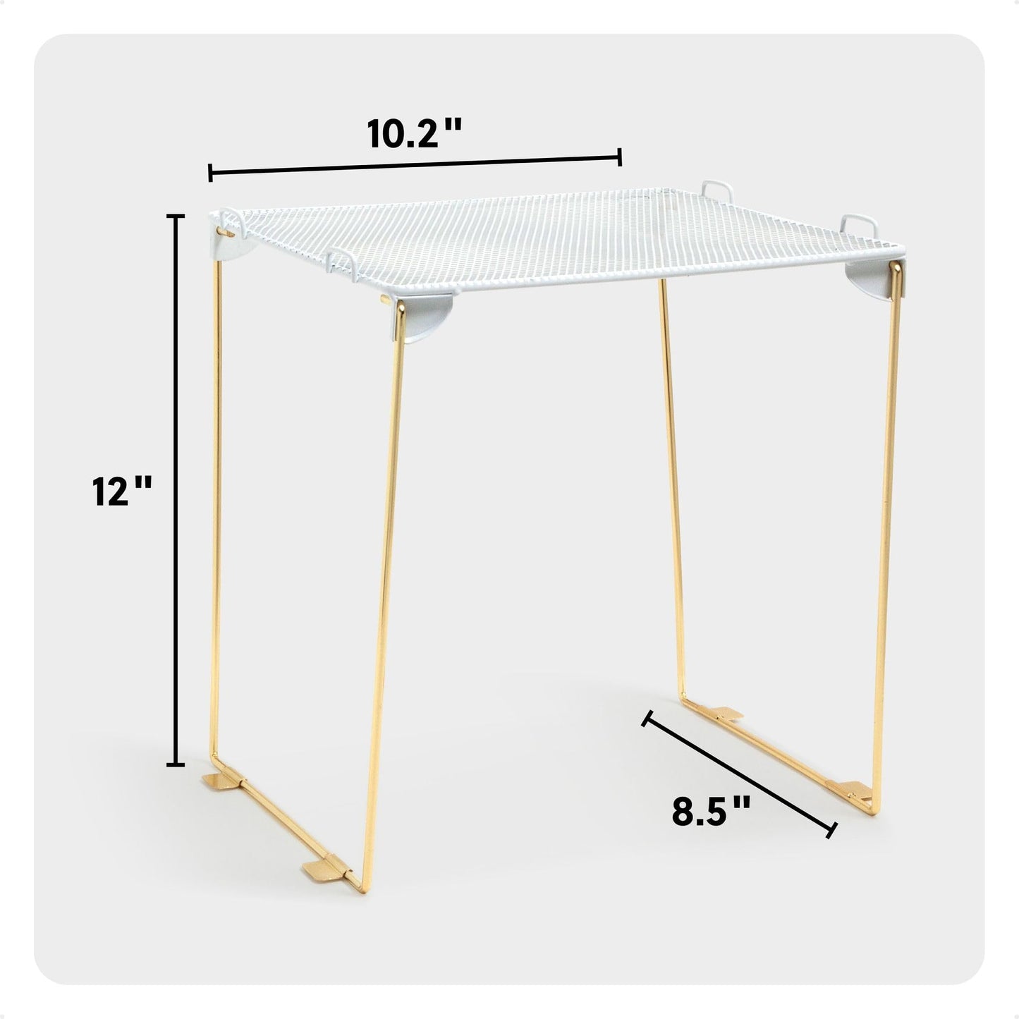 U Brands Mesh Locker Organizer Shelf, 11" x 10" x 12", White and Gold
