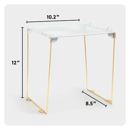 U Brands Mesh Locker Organizer Shelf, 11" x 10" x 12", White and Gold