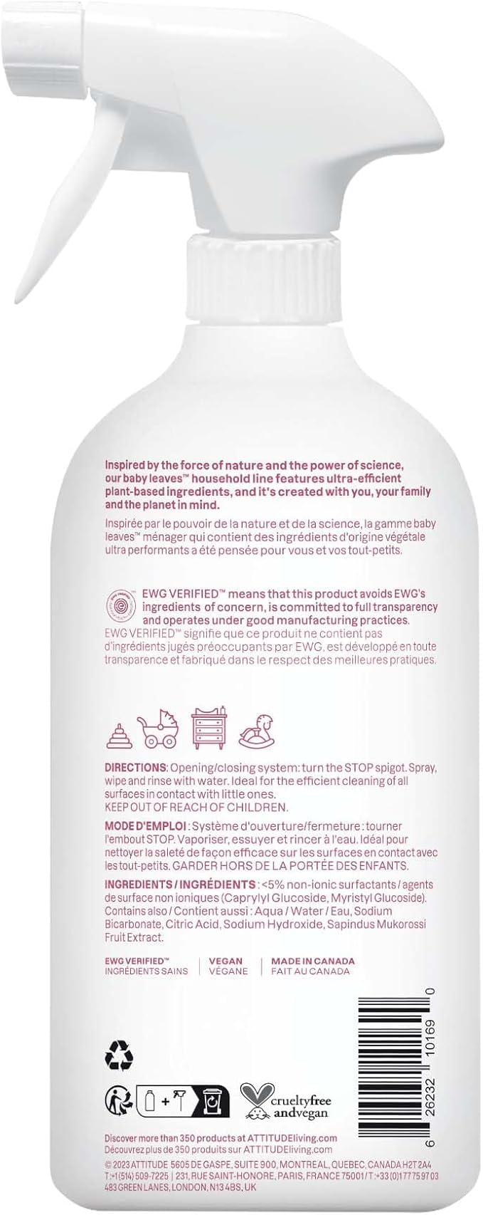 ATTITUDE Baby Leaves Toy & Surface Cleaner 27oz