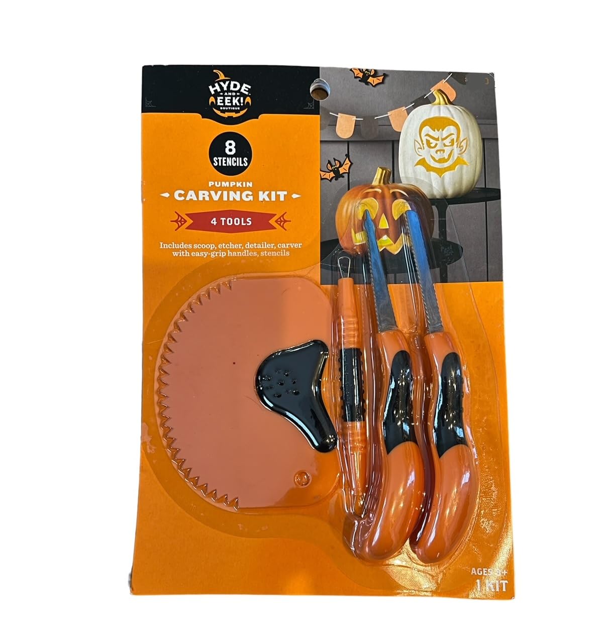 Pumpkin Carving Kit - 8 Stencils and 4 Tools