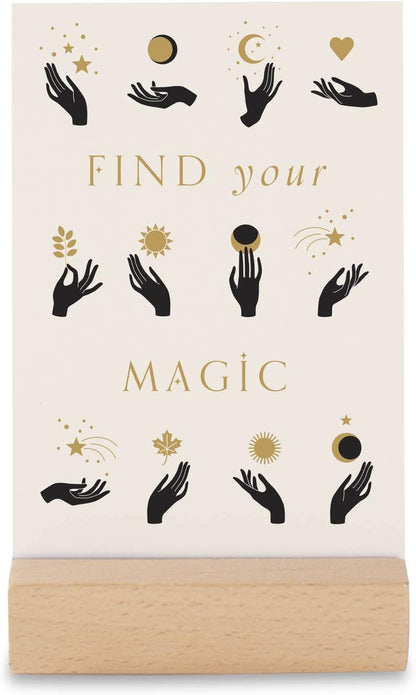 Fringe Studio Affirmation Cards w/Woodblock Stand, Magique Universe, 4 X 6