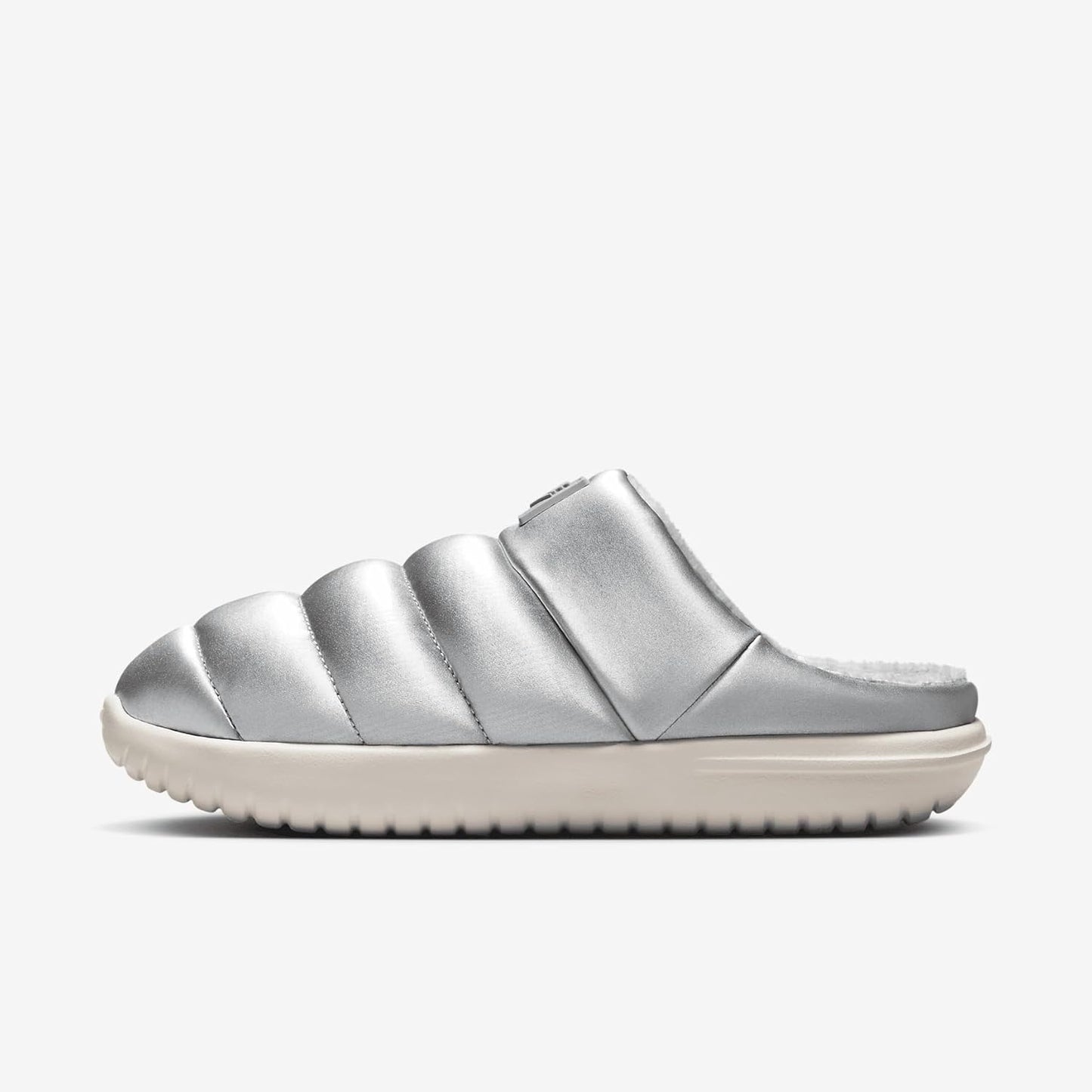 7 Women's Nike Burrow SE Slippers in Grey/Metallic/Metallic SIlver