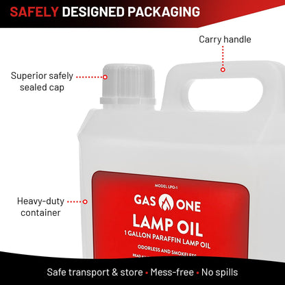 GasOne Liquid Paraffin Lamp Oil – 1 Gallon (128oz)