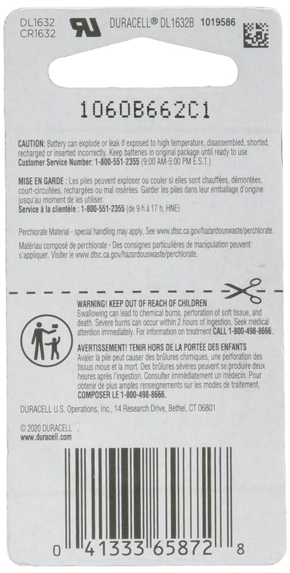 Duracell 1632 3V Lithium Coin Batteries, 6 Pack