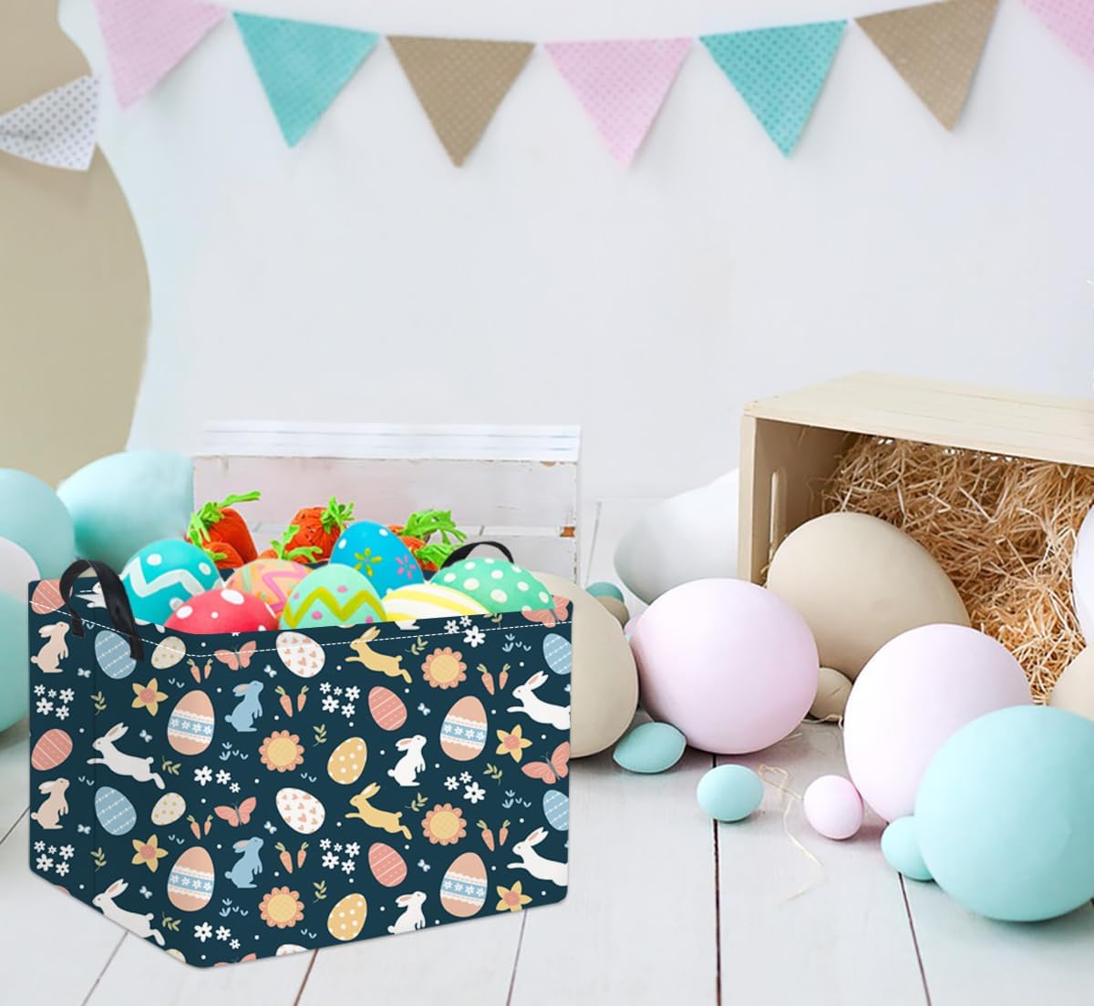 Rectangular  Kids Storage Basket Baby Storage Basket Toy Storage Bin Organizer Shelf Book Room Decor (3 Easter Egg)