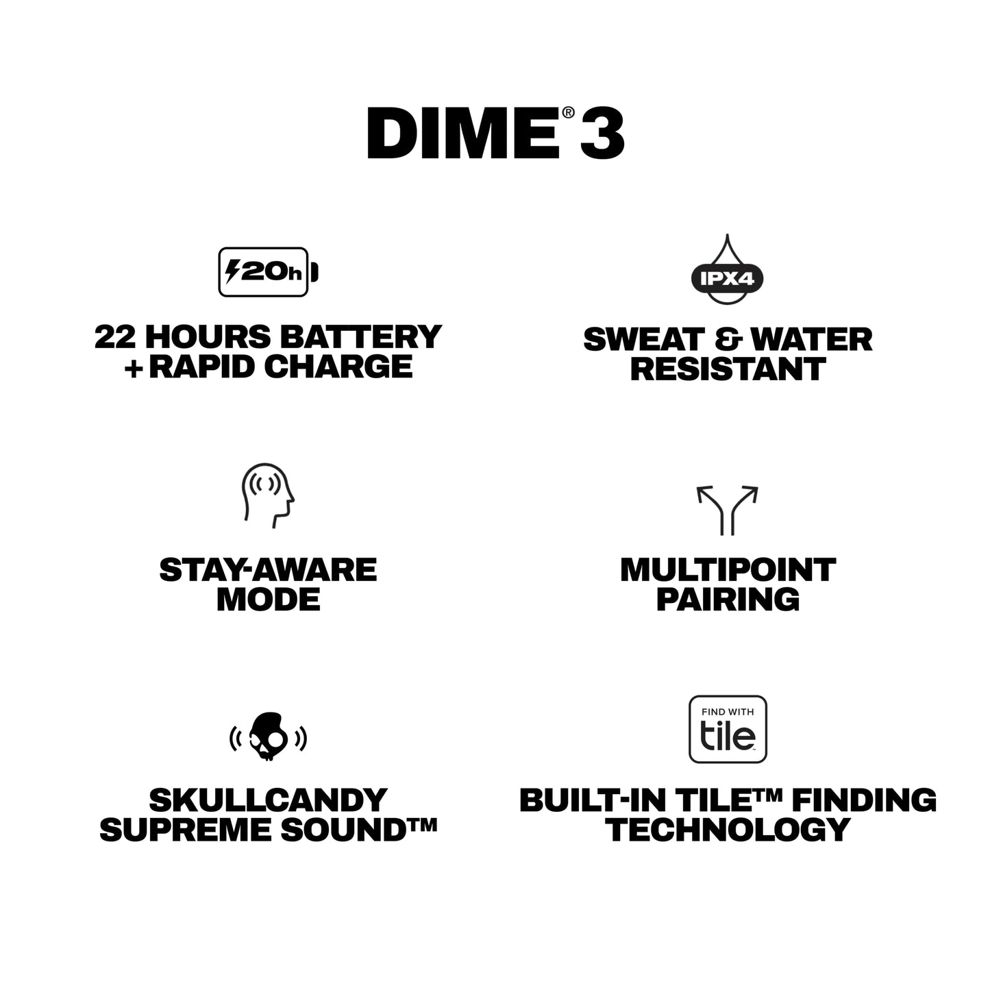 Skullcandy Dime 3 Wireless In-Ear Bluetooth Earbuds