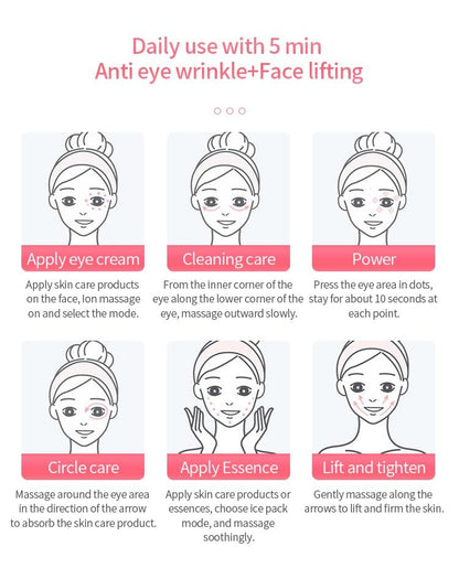 Eye Massager Wand with Heat and Cooling Electric Ice Roller For Face Vibrating