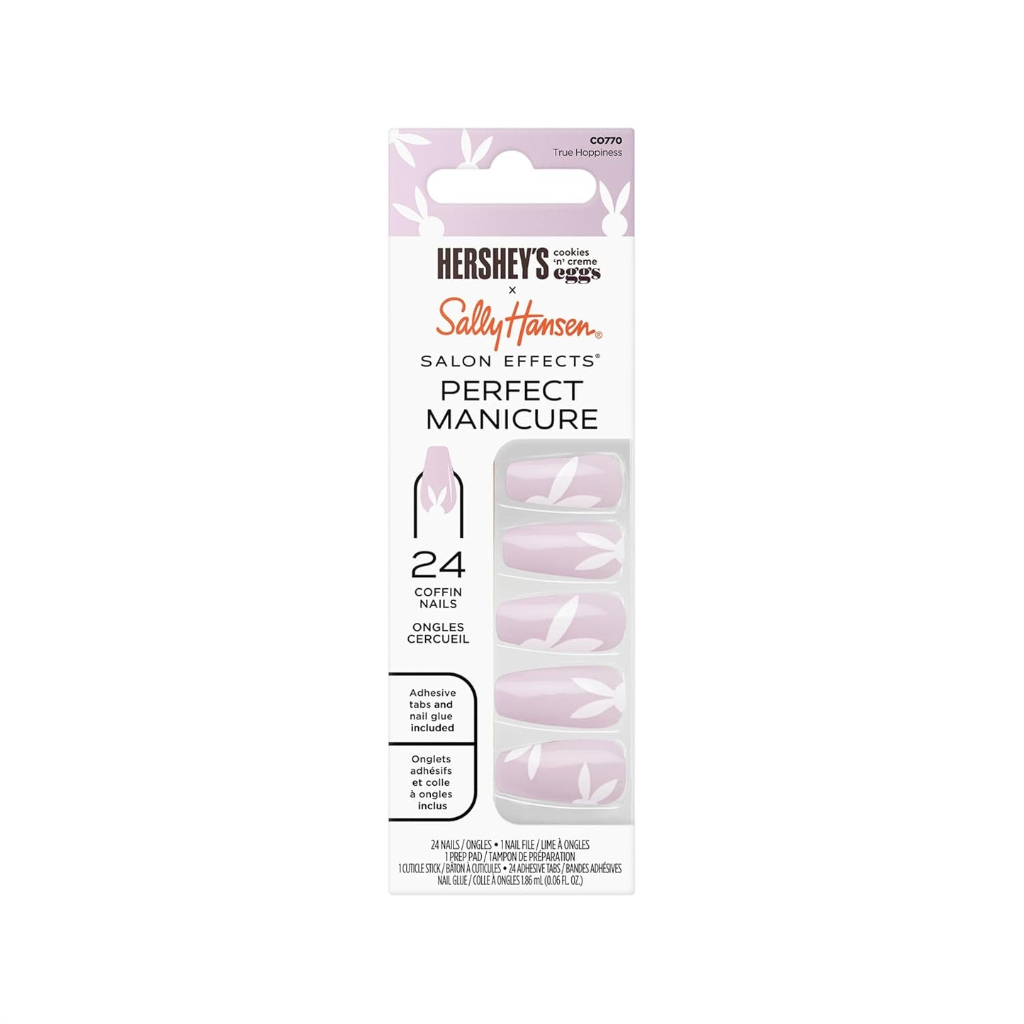 Sally Hansen Salon Effects Perfect Manicure X Hershey's Cookies 'n' Creme Eggs, True Hoppiness, Press On Nails, Easy to Apply, Nail Glue & Adhesive Tabs Included