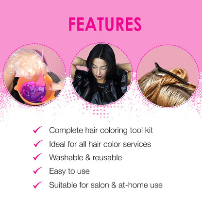 Punky Colour Hair Coloring Tools, Hair Bleach Kit - Hair Dye Kit with Dye Bowl, Color Brush, Gloves & Clips, Coloring & Bleaching Accessories