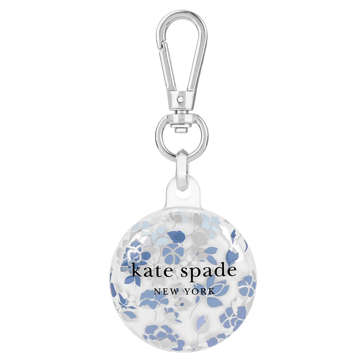 kate spade new york AirTag Holder with Metallic Ring Clip - Flowerbed Blue