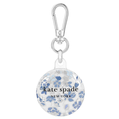 kate spade new york AirTag Holder with Metallic Ring Clip - Flowerbed Blue