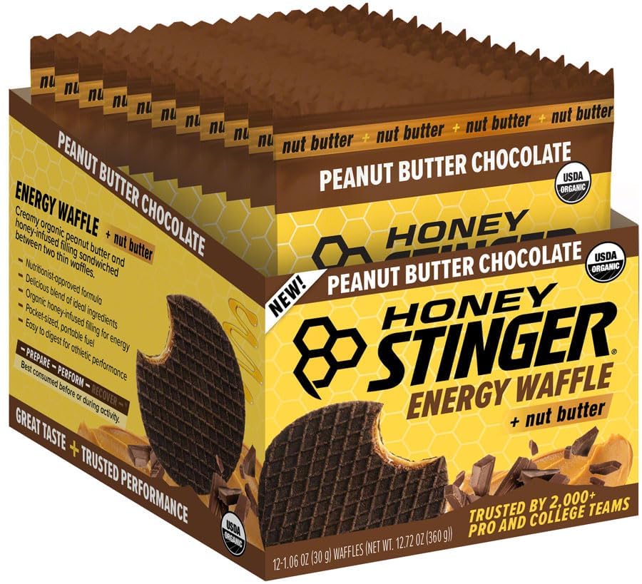 Honey Stinger Organic Peanut Butter Chocolate Waffles - Waffle Sandwich with Honey & Whole Grain Wafers (BB Sept. 26 2026)