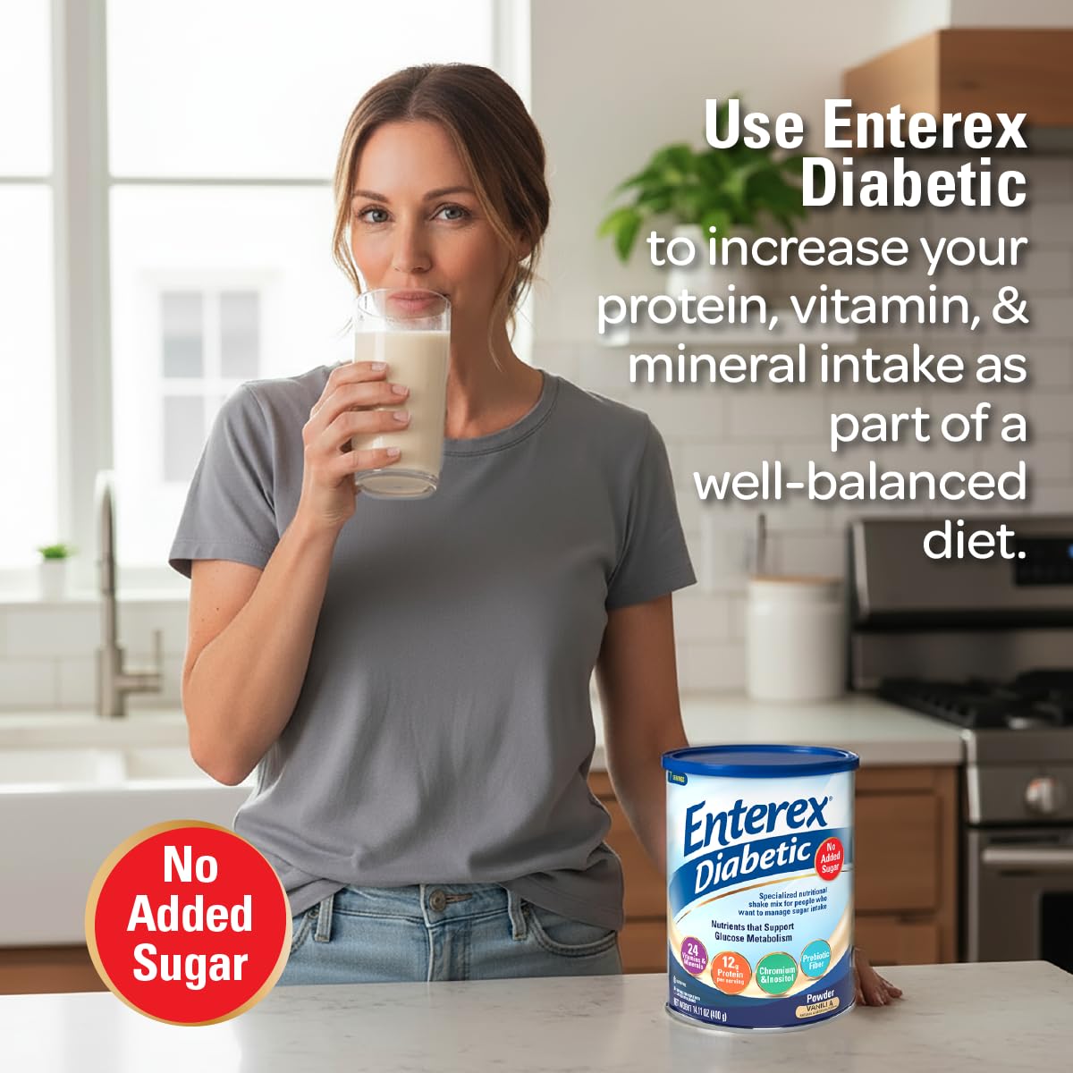 Ready-to-Mix Nutritionally Complete Powder – No Added Sugar, Gluten Free, Vanilla Flavor, 400g (7 Servings) (EXP 10/2028)