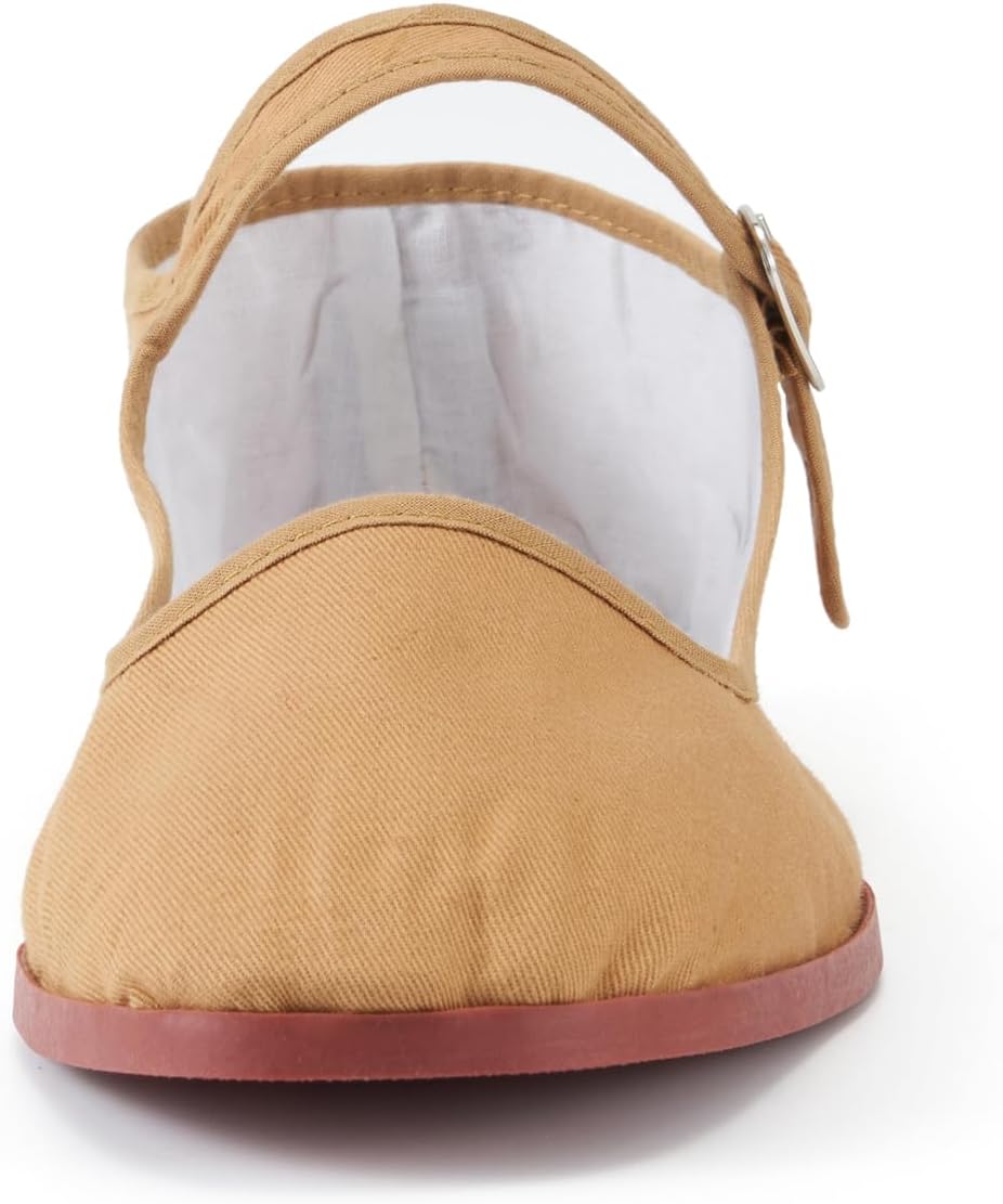 Women Size Medium(9) Cotton Mary Janes, Classic China Flats, Chinese Slippers, Kung Fu China Baby Doll Tai Chi Shoes (Mustard, US Footwear Size System, Adult, Women, Numeric