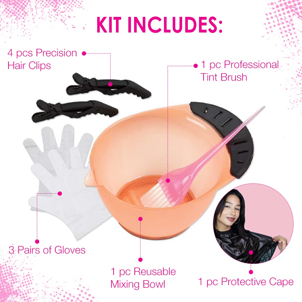 Punky Colour Hair Coloring Tools, Hair Bleach Kit - Hair Dye Kit with Dye Bowl, Color Brush, Gloves & Clips, Coloring & Bleaching Accessories