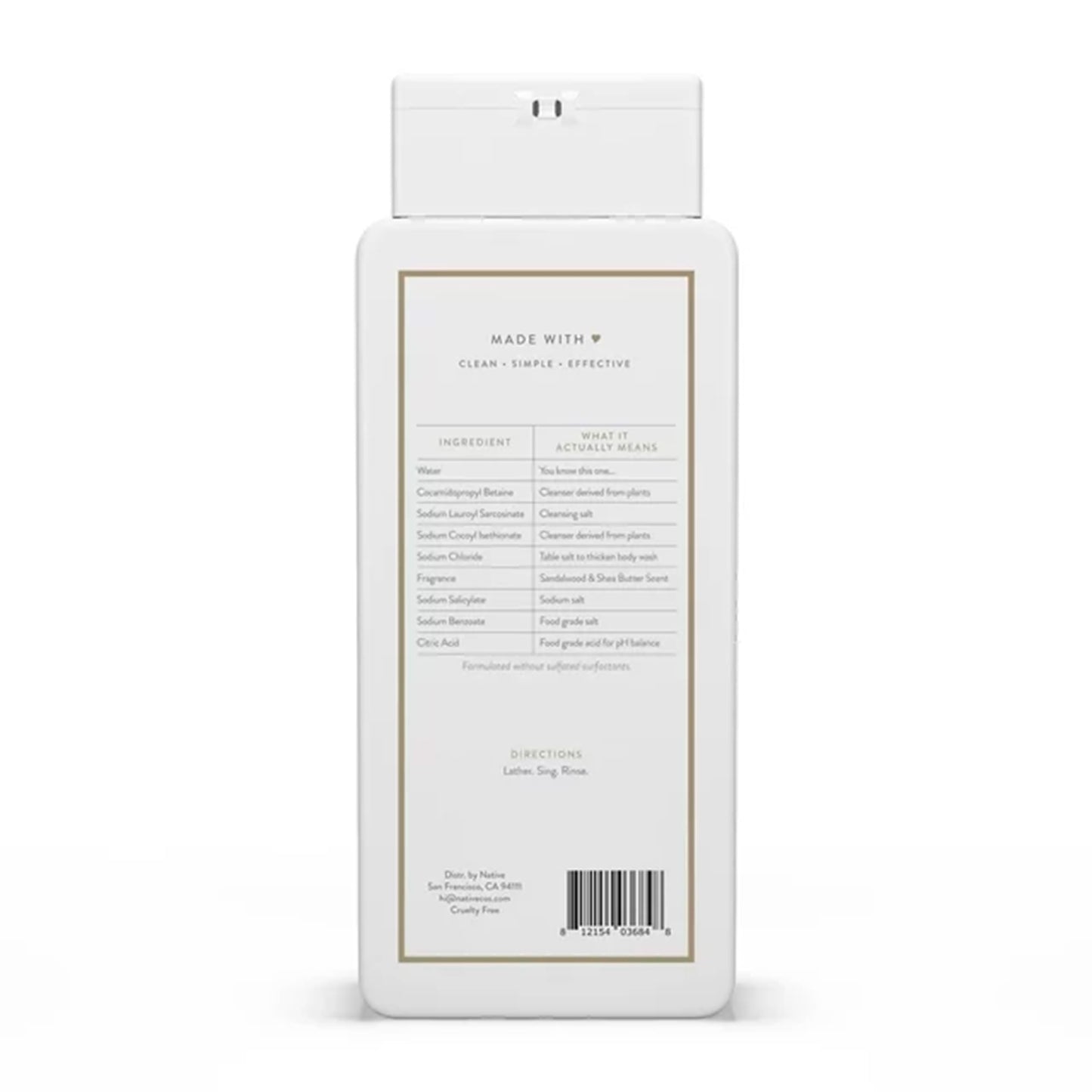 Native Sandalwood & Shea Butter Body Wash 18 Oz