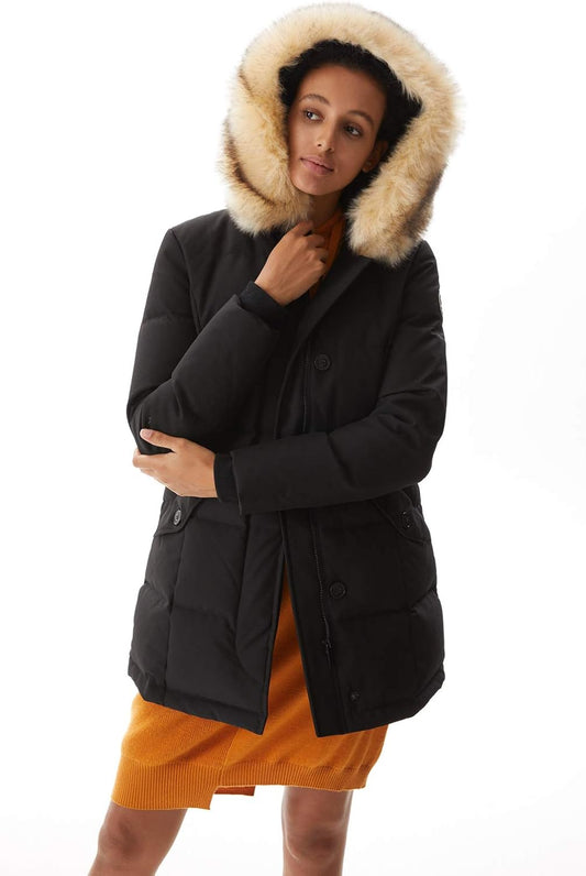 Women's Size XS-XXL Padded Jacket, Ladies Fur Hooded Thickened Vegan Down Long Parka Winter Outwear Warm Puffer Coat