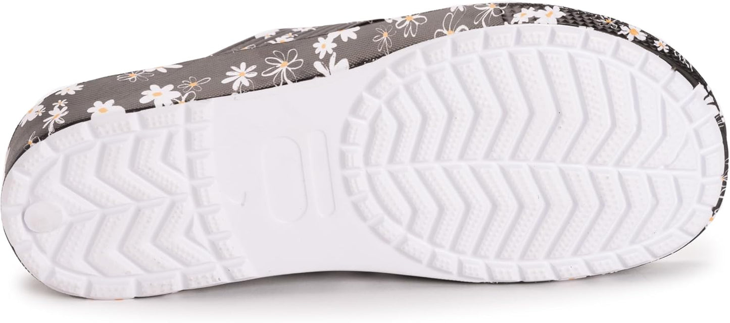Women's L (9-10) - Spa Day Sandal - Black Daisy