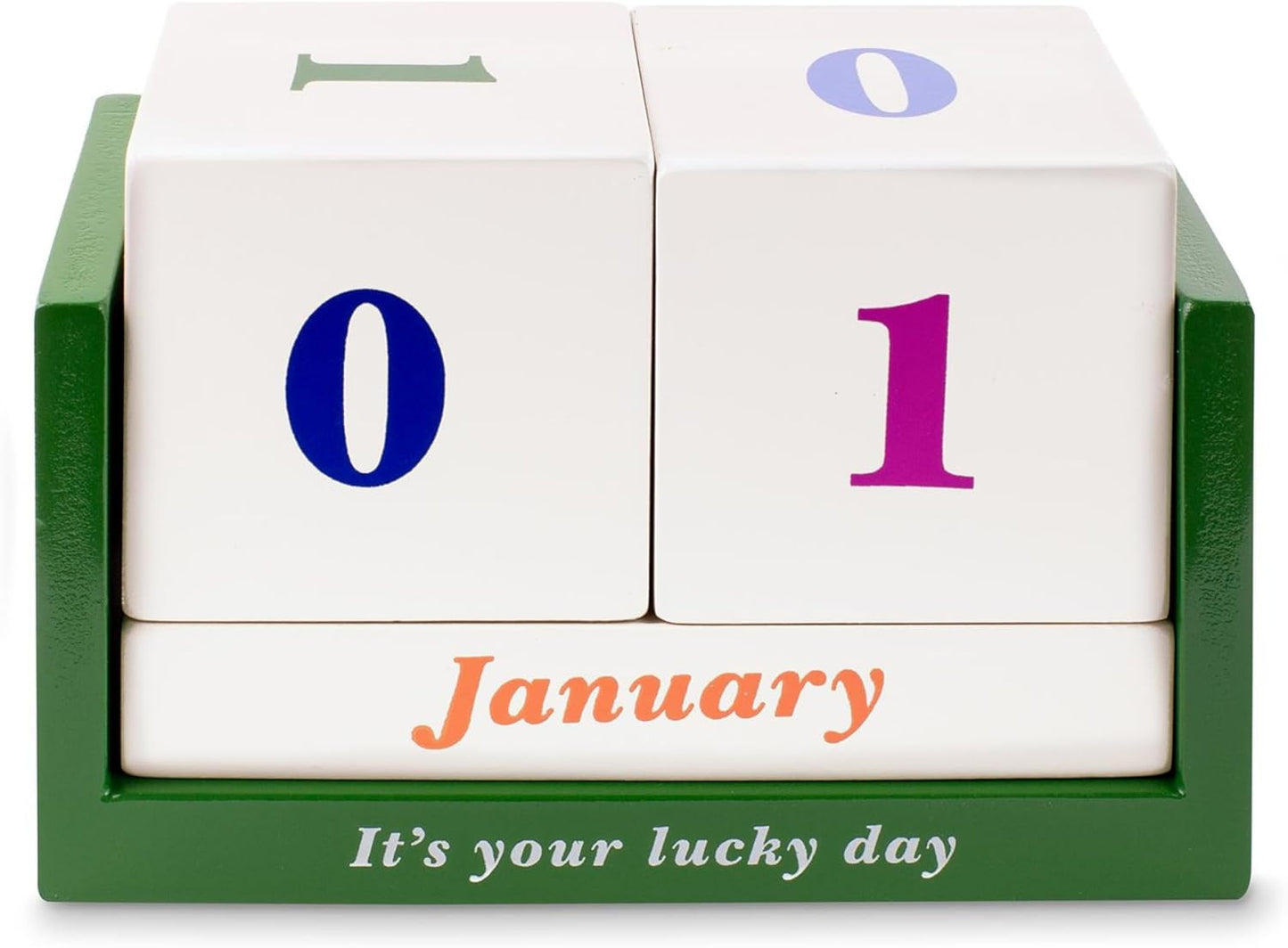Kate Spade New York Desktop Perpetual Wooden Block Calendar 6 x 4 Inch, Lucky Day