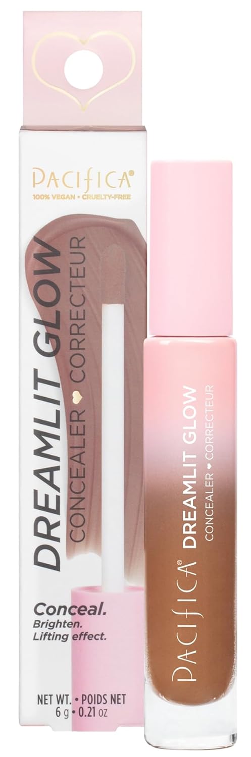 Pacifica Concealer DreamLit Glow Full Coverage Concealer with Squalane for Dark Circles & Dark Spot Correction Shade 05 Rich Mocha