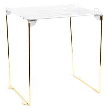 U Brands Mesh Locker Organizer Shelf, 11" x 10" x 12", White and Gold