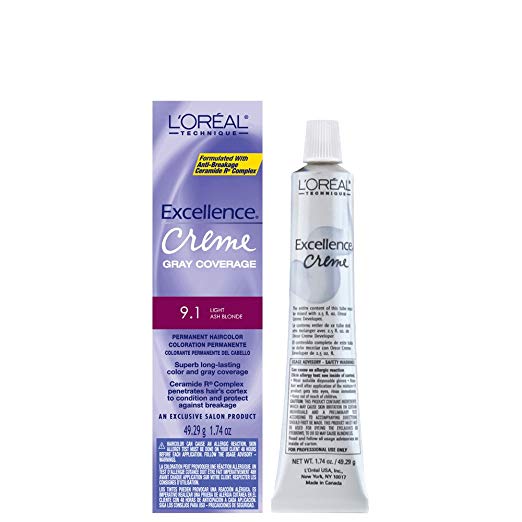 L'oreal Excellence Creme Permanent Hair Color, Light Ash Blond No.9.1, 1.74 oz