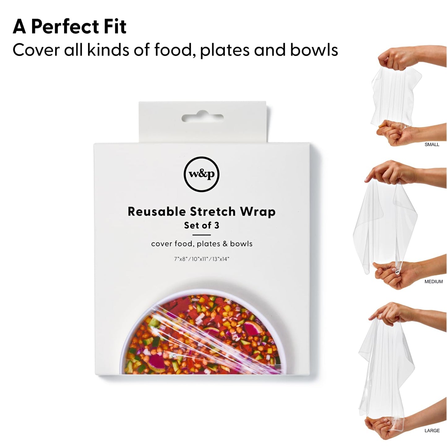W&P Reusable Silicone Stretch Wrap 3 Count