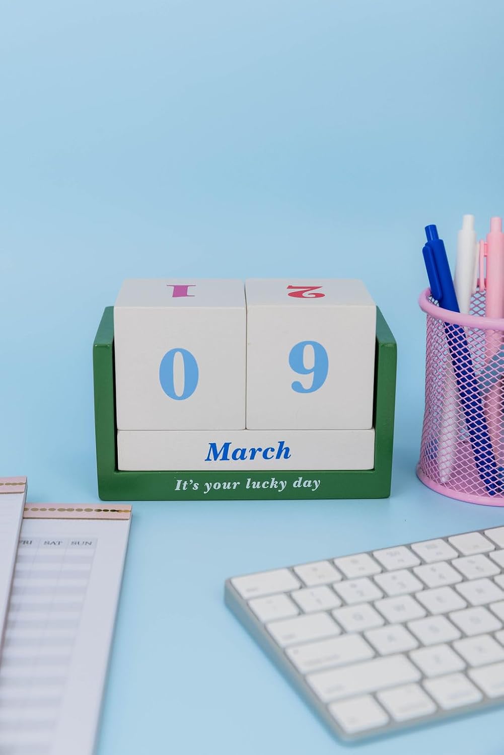 Kate Spade New York Desktop Perpetual Wooden Block Calendar 6 x 4 Inch, Lucky Day