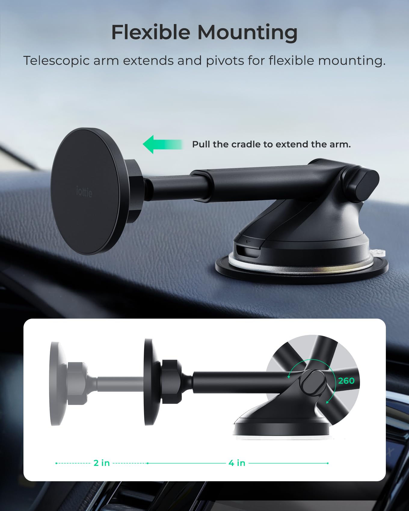 Ottie ITap 3 MagSafe Compatible Magnetic Car Dash & Windshield Mount