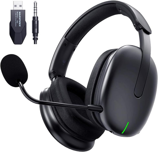 TA82 Wireless Gaming Headset for PS5 PS4 PC Mac Switch, 2.4GHz USB Gamer Headphones with Noise Isolating Microphone, 7.1 Surround Sound - Black