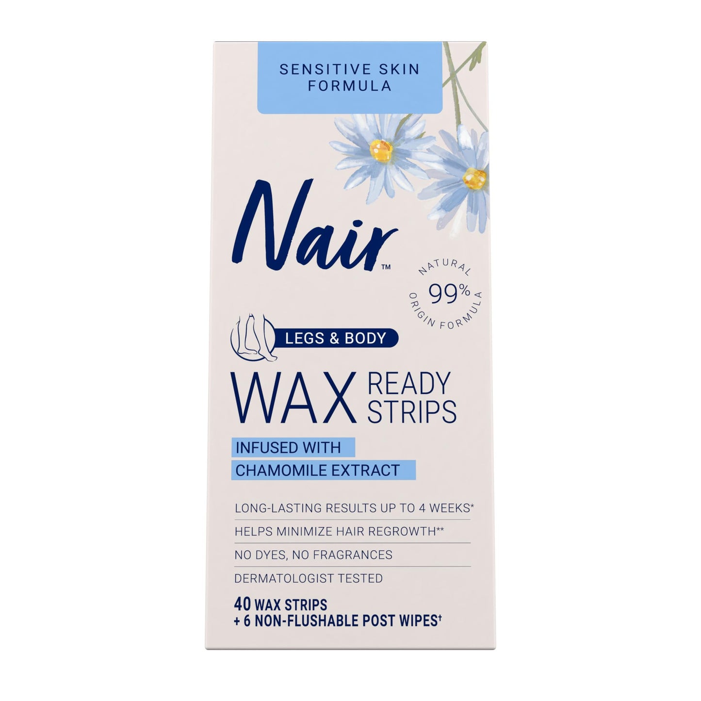 Nair Sensitive Hair Remover Mess-Free Wax Ready Strips 40 Count