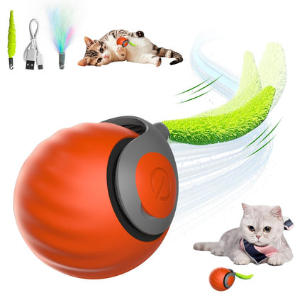 Speedy Self-Rolling Cat Toy, Orange