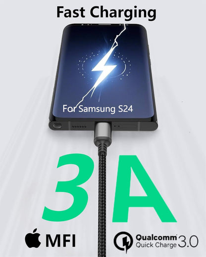 1FT USB C Cable for iPhone 16/15 Pro Max, 2-Pack 12 Inch USB A to USB C Cable Short USB to USBC Cable Braided Compatible with Samsung Galaxy S24/S23 Google Pixel