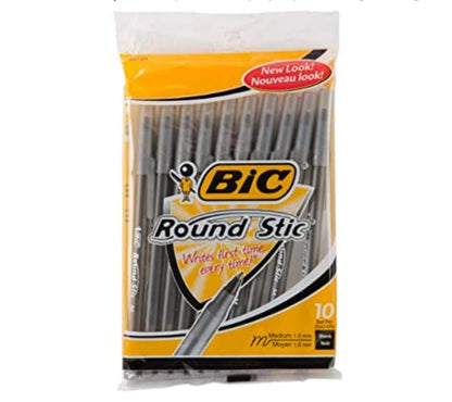 BIC ROUND STIC BALLPOINT PENS BLACK
