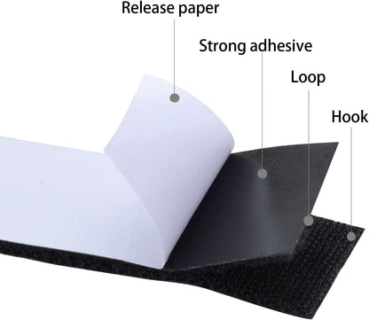 Industrial Strength Sticky Back Hook and Loop Strips | 2 x 6 Inch 8 Sets | Aniced Heavy Duty Self Adhesive Strips for Sofa Couch Cushions, Rug, Mattress - Black
