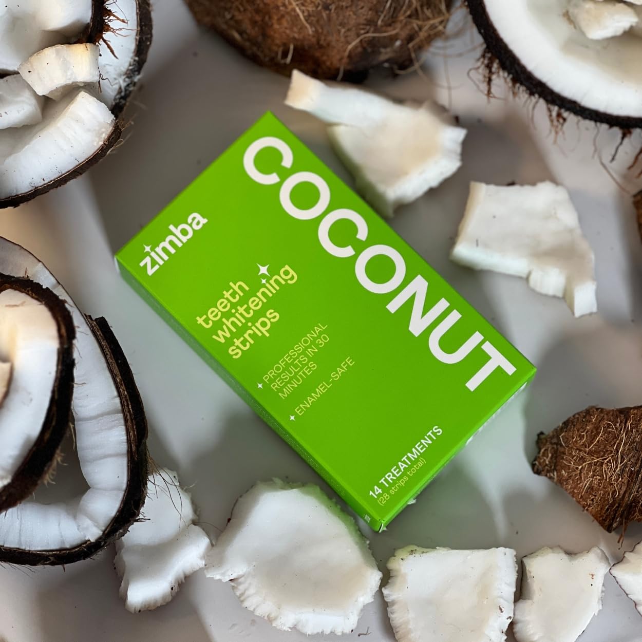 Zimba Coconut Flavored Teeth Whitening Strips 14 Day Treatment Coconut