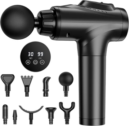 APHERM Massage Gun, Muscle Massage Gun for Athletes Handheld Electric Deep Tissue Back Massager, Percussion Massage Device for Pain Relief with 30 Speed Levels 9 Heads