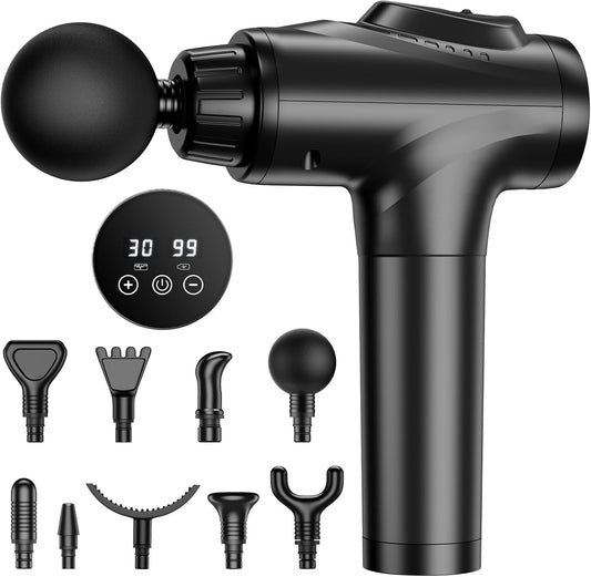 APHERM Massage Gun, Muscle Massage Gun for Athletes Handheld Electric Deep Tissue Back Massager, Percussion Massage Device for Pain Relief with 30 Speed Levels 9 Heads